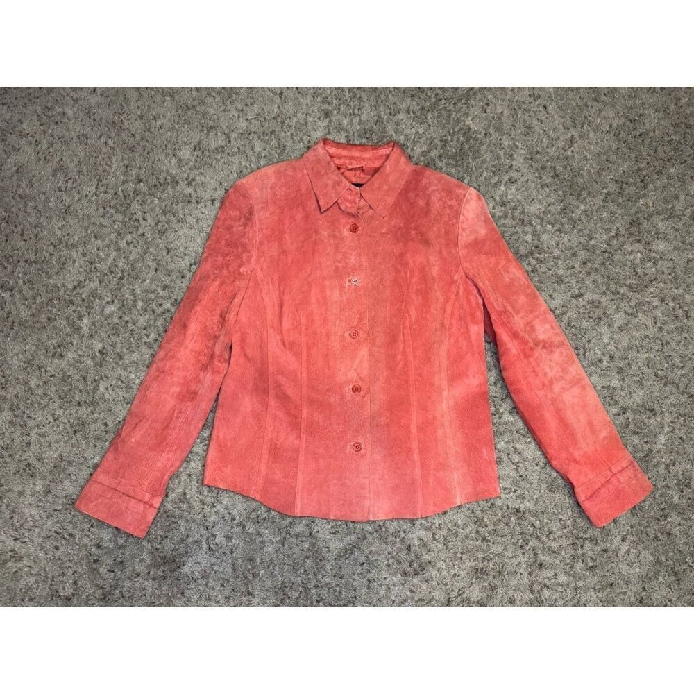 Womens Vintage Burnt Rust Orange Suede Leather Jacket Grunge Streetstyle Sz 6